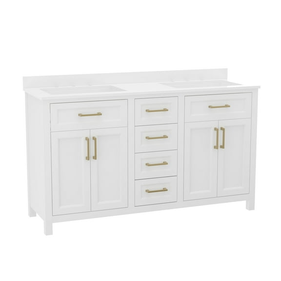 Flash Furniture Ffir37577 60" Free Standing Double Basin Vanity Set - White