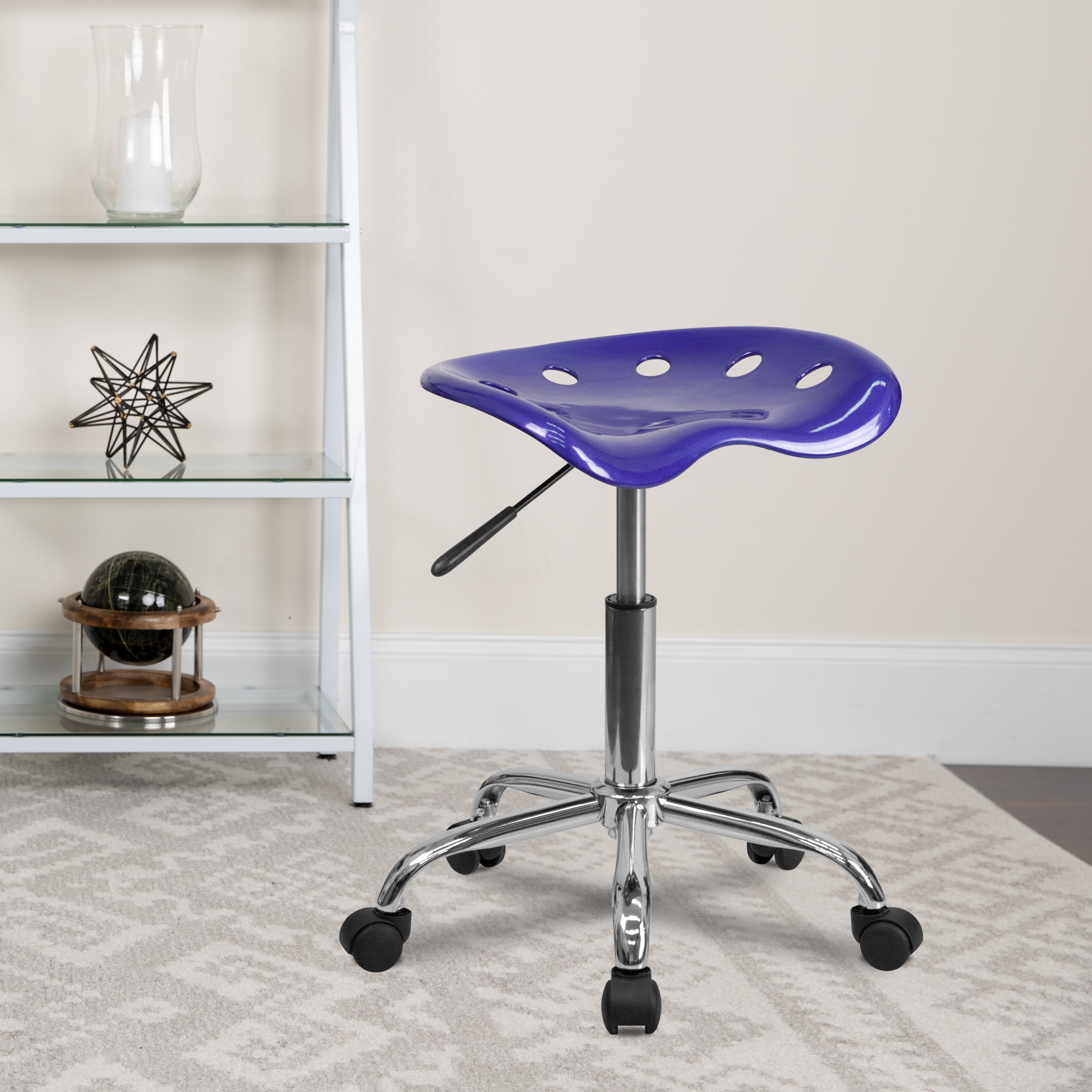 Flash Furniture Vibrant Black Tractor Seat and Chrome Stool