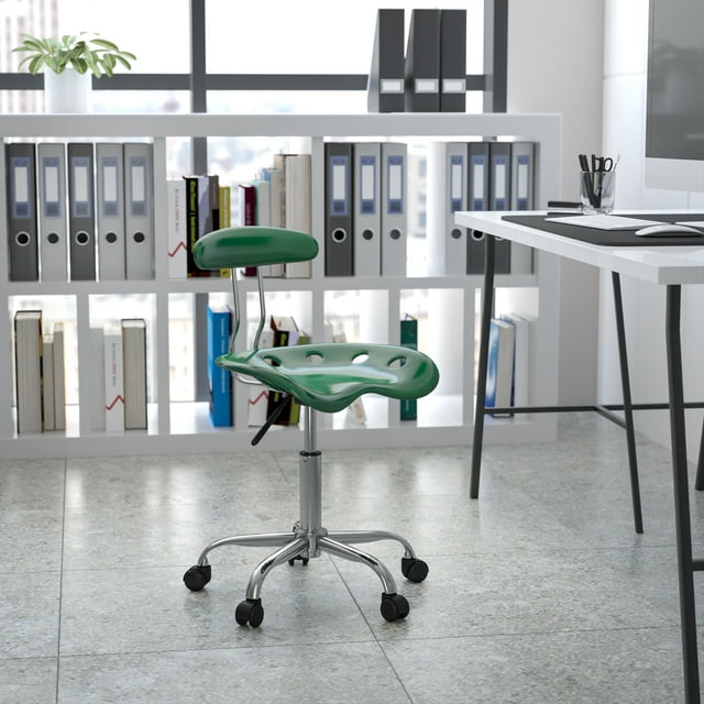 Flash Furniture Vibrant Green and Chrome Swivel Task Office Chair with Tractor Seat