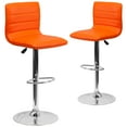 thumbnail image 1 of Flash Furniture Vincent 2 Pack Modern Orange Vinyl Adjustable Bar Stool with Back, Counter Height Swivel Stool with Chrome Pedestal Base, 1 of 15