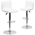 thumbnail image 1 of Flash Furniture Vincent 2 Pack Modern White Vinyl Adjustable Bar Stool with Back, Counter Height Swivel Stool with Chrome Pedestal Base, 1 of 15