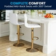 thumbnail image 1 of Flash Furniture Modern White Vinyl Adjustable Bar Stool with Back, Counter Height Swivel Stool with Gold Pedestal Base, Set of 2, 1 of 16