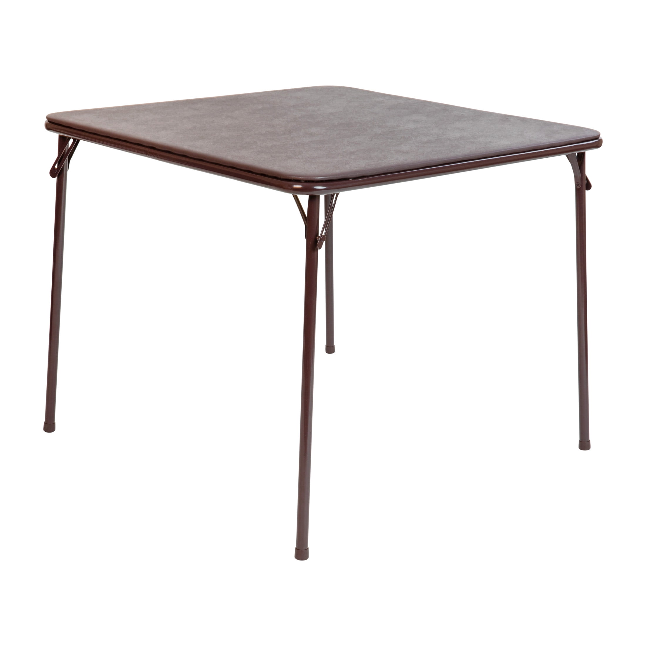 Savvy Squire Lightweight Brown Folding Card Table with Vinyl Top