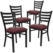 Flash Furniture Vinyl Ladder Back Metal Restaurant Chair Burgundy 4/Pack 4XUDG694BBRV