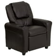 thumbnail image 1 of Flash Furniture Vinyl LeatherSoft Kids Recliner with Cup Holder, Headrest, and Footrest, Brown, 1 of 16