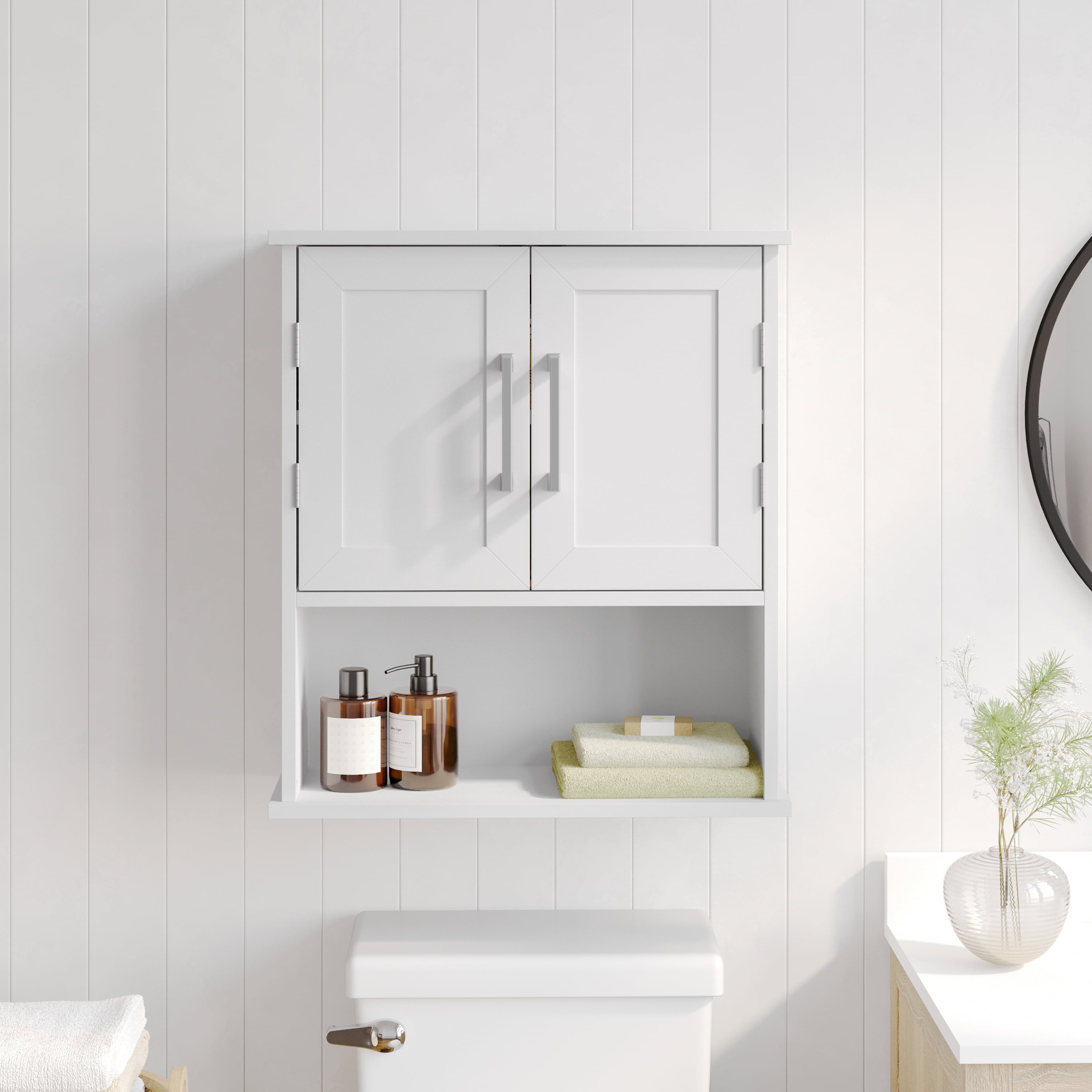 Flash Furniture Wall Mounted Bathroom Medicine Cabinet Storage ...