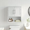 thumbnail image 1 of Flash Furniture Wall Mounted Bathroom Medicine Cabinet Storage Organizer with Two Magnetic Closure Doors, Adjustable Shelf, and Lower Open Shelf in White, 1 of 11