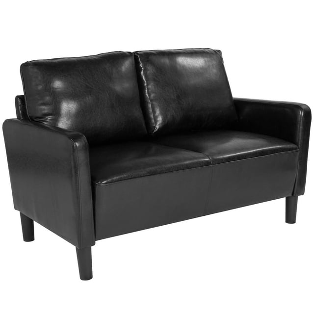 Flash Furniture Washington Park Upholstered Loveseat in Black LeatherSoft
