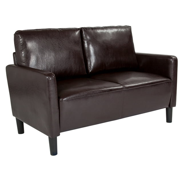 Flash Furniture Washington Park Upholstered Loveseat in Brown LeatherSoft