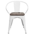 thumbnail image 1 of Flash Furniture White Metal Chair with Wood Seat and Arms, 1 of 13
