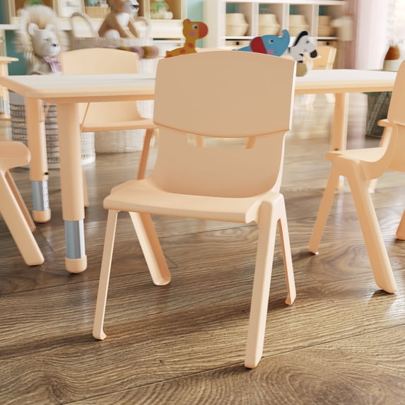 Flash Furniture 10 Pack Natural Plastic Stackable School Chair with 12" Seat Height