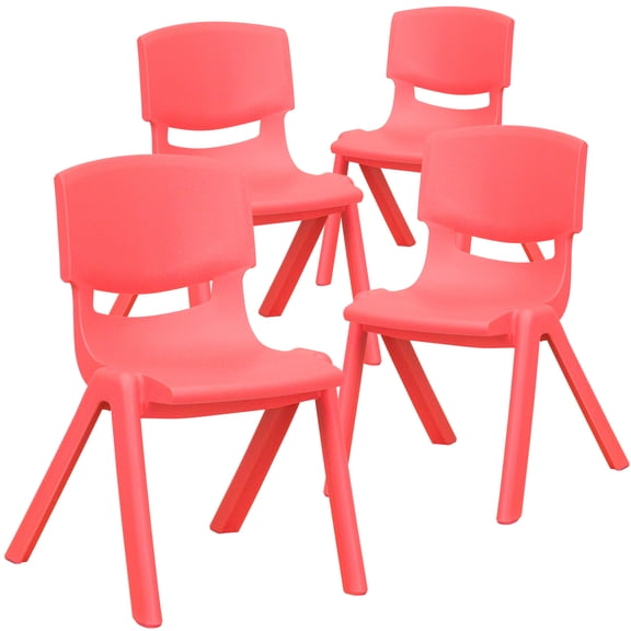 Flash Furniture Whitney 4 Pack Red Plastic Stackable School Chair with 12'' Seat Height
