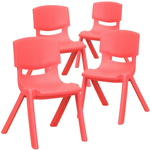 Flash Furniture Whitney 4 Pack Red Plastic Stackable School Chair with 12'' Seat Height