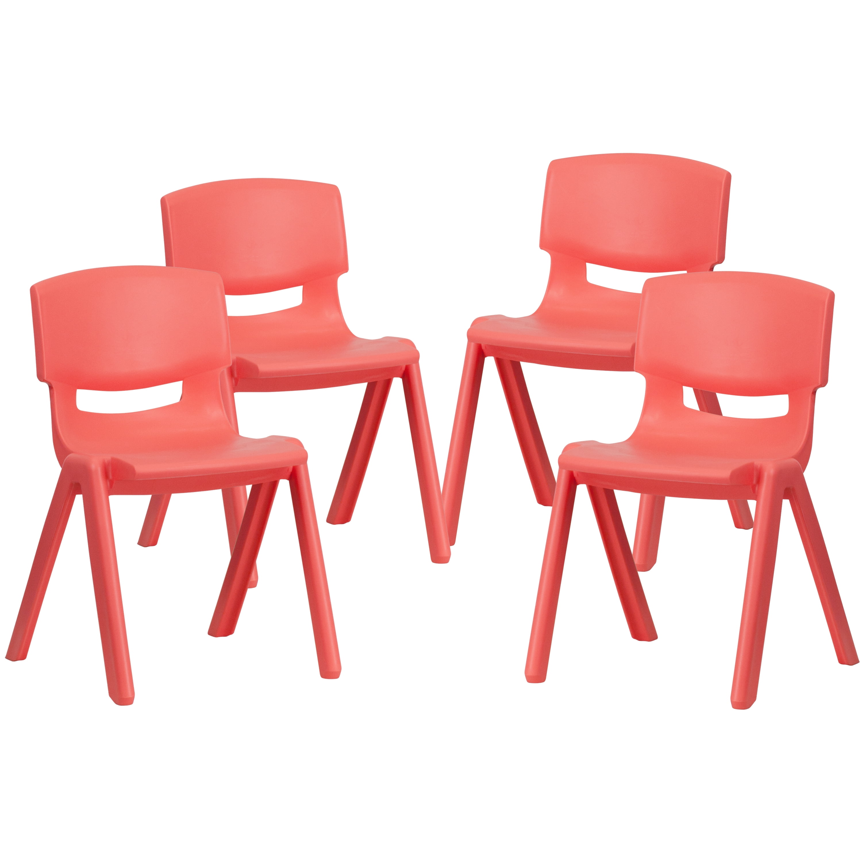 Flash Furniture Whitney 4 Pack Red Plastic Stackable School Chair with