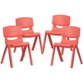 thumbnail image 1 of Flash Furniture Whitney 4 Pack Red Plastic Stackable School Chair with 13.25'' Seat Height, 1 of 13