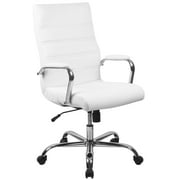 Flash Furniture Whitney High-Back Swivel LeatherSoft Desk Chair with Armrests, White/Chrome