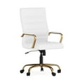 thumbnail image 1 of Flash Furniture Whitney High-Back Swivel LeatherSoft Desk Chair with Armrests, White/Gold, 1 of 19