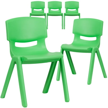 Green Plastic Stackable School Chair with 13.25" Seat Height, PK5