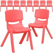 Red Plastic Stackable School Chair with 12 Seat Height,PK10
