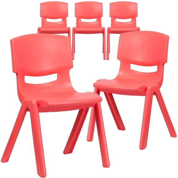 Flash Furniture Red Plastic Stackable School Chair,PK5 5-YU-YCX-005-RED-GG