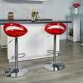 thumbnail image 1 of Flash Furniture Wilson 2 Pack Contemporary Red Plastic Adjustable Height Barstool with Rounded Cutout Back and Chrome Base, 1 of 14