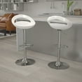 thumbnail image 1 of Flash Furniture Wilson 2 Pack Contemporary White Plastic Adjustable Height Barstool with Rounded Cutout Back and Chrome Base, 1 of 13