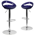 thumbnail image 1 of Flash Furniture Wilson 2 Pk. Contemporary Blue Plastic Adjustable Height Barstool with Rounded Cutout Back and Chrome Base, 1 of 8