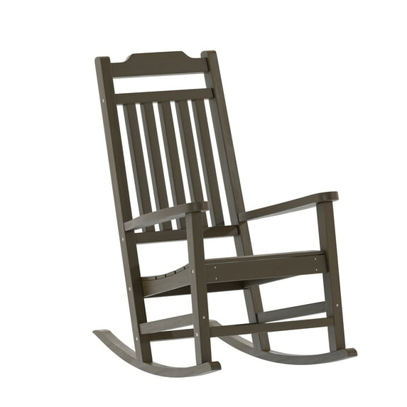 Flash Furniture Winston All-Weather Poly Resin Rocking Chair in Mahogany