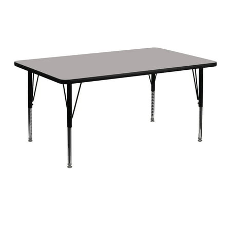 Flash Furniture 24''W x 48''L Rectangular Grey HP Laminate Activity Table - Height Adjustable Short Legs