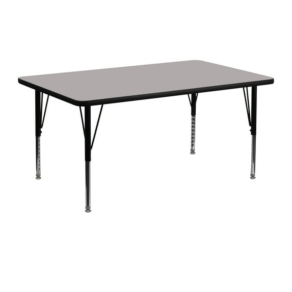 Flash Furniture 24''W x 48''L Rectangular Grey HP Laminate Activity Table - Height Adjustable Short Legs