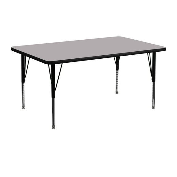 Flash Furniture 24''W x 48''L Rectangular Activity Table with Grey Thermal Fused Laminate Top and Height Adjustable Preschool Legs