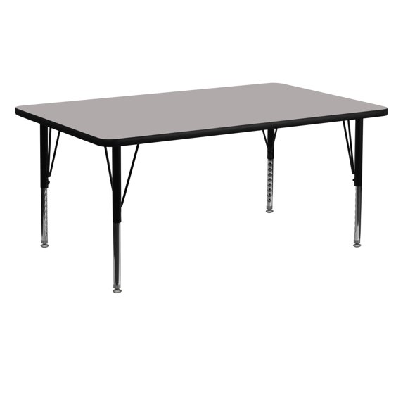 Flash Furniture 24''W x 60''L Rectangular Activity Table with 1.25'' Thick High Pressure Grey Laminate Top and Height Adjustable Preschool Legs