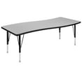 thumbnail image 1 of Flash Furniture Wren 26"W x 60"L Rectangular Wave Flexible Collaborative Grey Thermal Laminate Activity Table - Height Adjustable Short Legs, 1 of 11