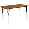 thumbnail image 1 of Flash Furniture Wren 28"W x 47.5"L Rectangular Wave Flexible Collaborative Oak Finish Laminate Activity Table - Standard Height Adjust Legs, 1 of 11
