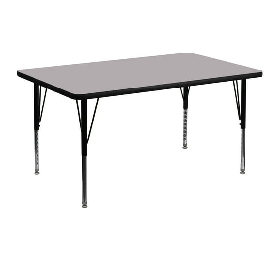 Flash Furniture Wren 30''W x 48''L Rectangular Grey Thermal Laminate Activity Table - Height Adjustable Short Legs