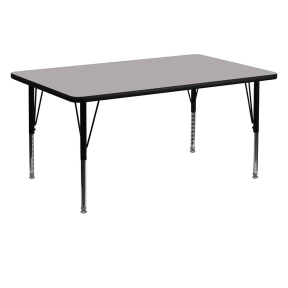 Flash Furniture Wren 30''W x 60''L Rectangular Grey HP Laminate Activity Table - Height Adjustable Short Legs