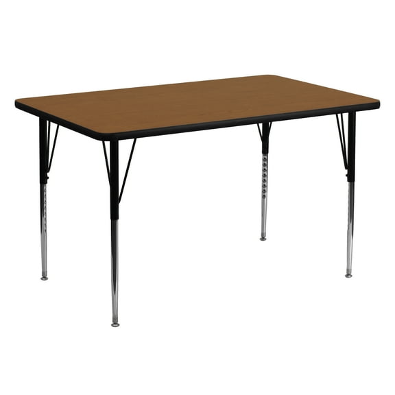 Flash Furniture 30''W x 60''L Rectangular Oak HP Laminate Activity Table - Standard Height Adjustable Legs
