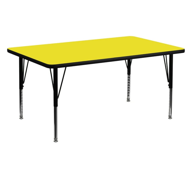 Flash Furniture Wren 30''W x 60''L Rectangular Yellow HP Laminate Activity Table - Height Adjustable Short Legs