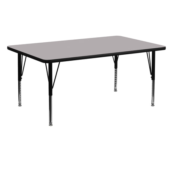Flash Furniture 30''W x 72''L Rectangular Activity Table with Grey Thermal Fused Laminate Top and Height Adjustable Preschool Legs