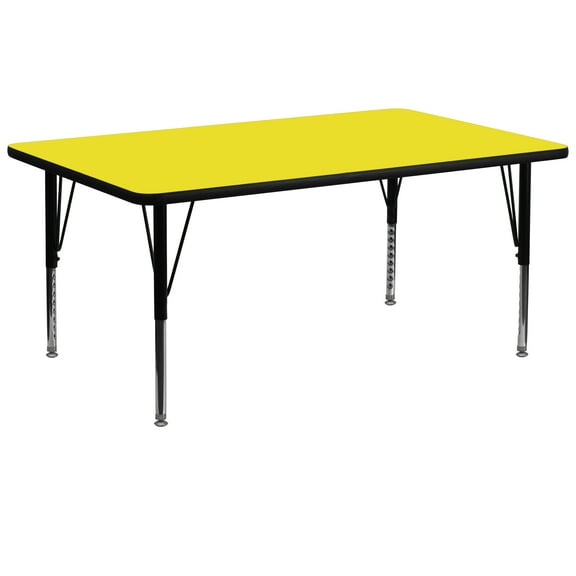 Flash Furniture Wren 30''W x 72''L Rectangular Yellow HP Laminate Activity Table - Height Adjustable Short Legs
