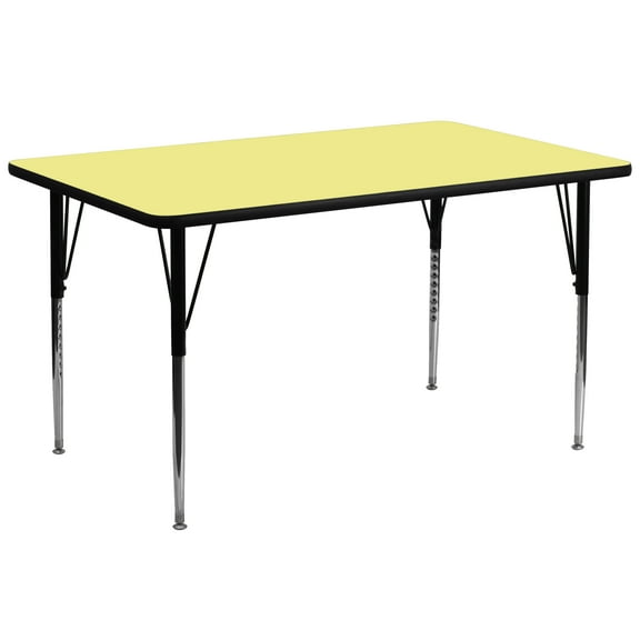 Flash Furniture Wren 30''W x 72''L Rectangular Yellow Thermal Laminate Activity Table - Standard Height Adjustable Legs