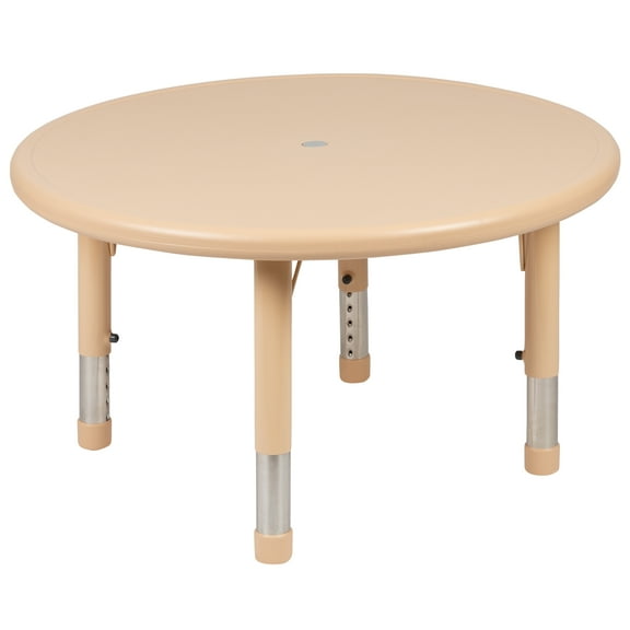 Flash Furniture Wren 33" Round Natural Plastic Height Adjustable Activity Table