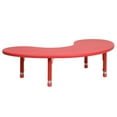 thumbnail image 1 of Flash Furniture Wren 35''W x 65''L Half-Moon Red Plastic Height Adjustable Activity Table, 1 of 7