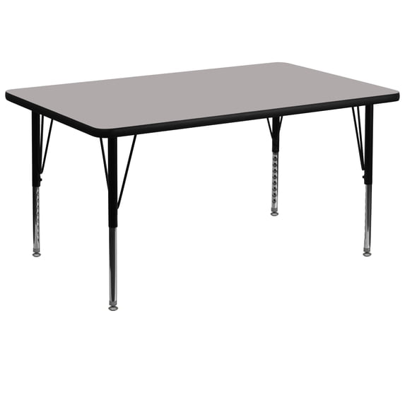 Flash Furniture 36''W x 72''L Rectangular Grey HP Laminate Activity Table - Height Adjustable Short Legs