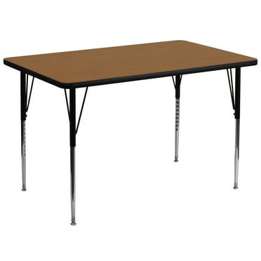 Flash Furniture Wren 36''W x 72''L Rectangular Oak Thermal Laminate Activity Table - Standard Height Adjustable Legs