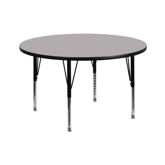 Flash Furniture Wren 42'' Round Grey Thermal Laminate Activity Table - Height Adjustable Short Legs