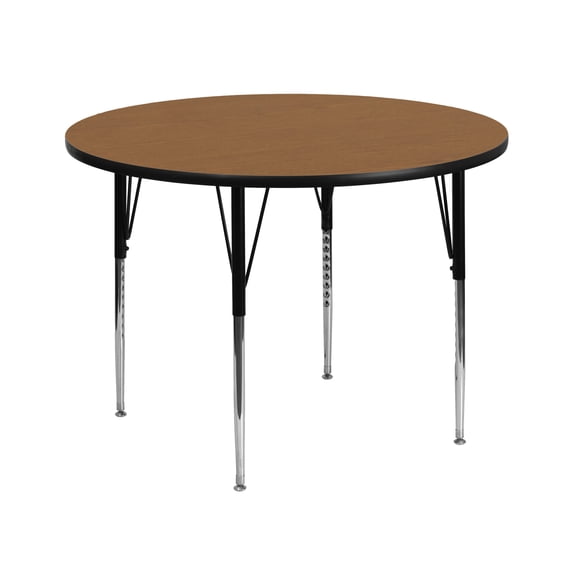 Flash Furniture 42'' Round Oak Thermal Laminate Activity Table - Standard Height Adjustable Legs