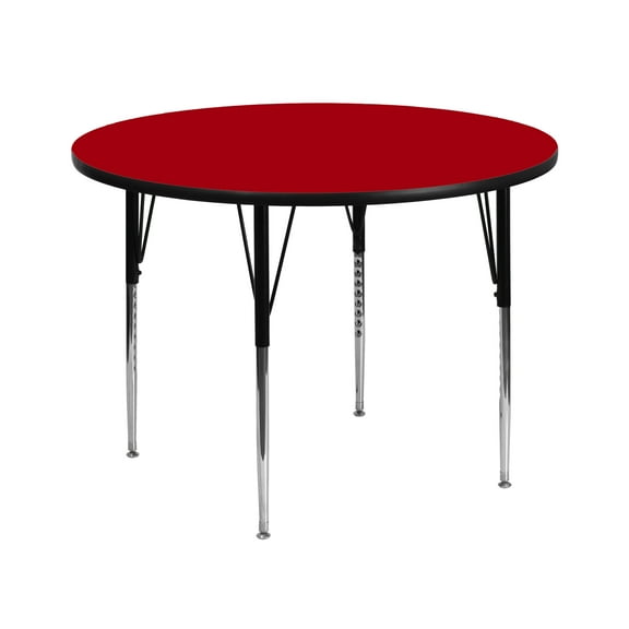 Flash Furniture 42'' Round Red Thermal Laminate Activity Table - Standard Height Adjustable Legs