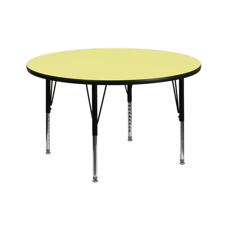 Flash Furniture Wren 42'' Round Yellow Thermal Laminate Activity Table - Height Adjustable Short Legs