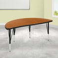 thumbnail image 1 of Flash Furniture Wren 47.5" Half Circle Wave Flexible Collaborative Oak Thermal Laminate Activity Table - Height Adjustable Short Legs, 1 of 11